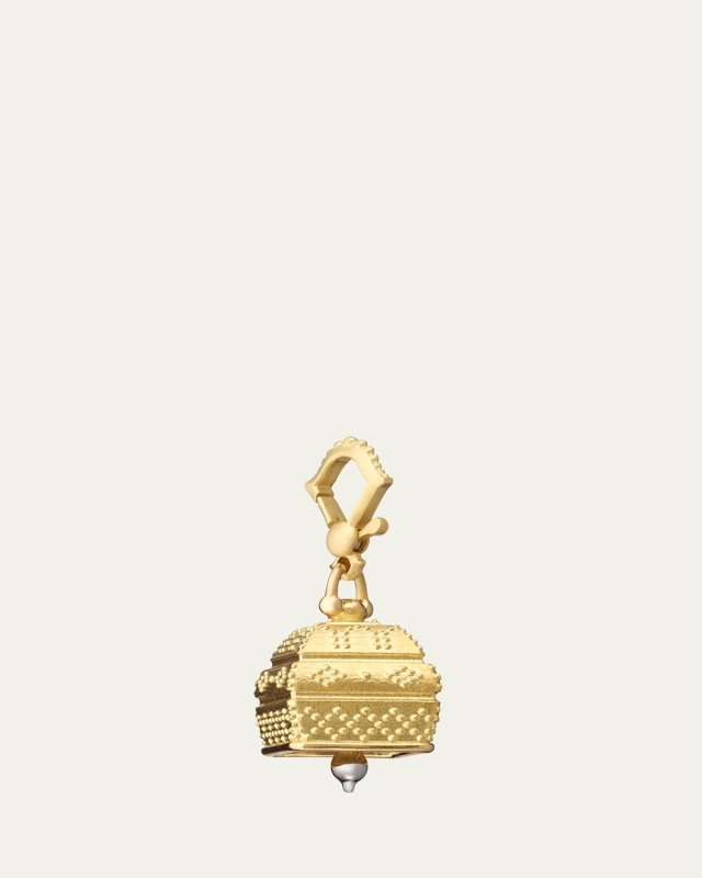 18K Yellow Gold No. 4 Square Meditation Bell Pendant